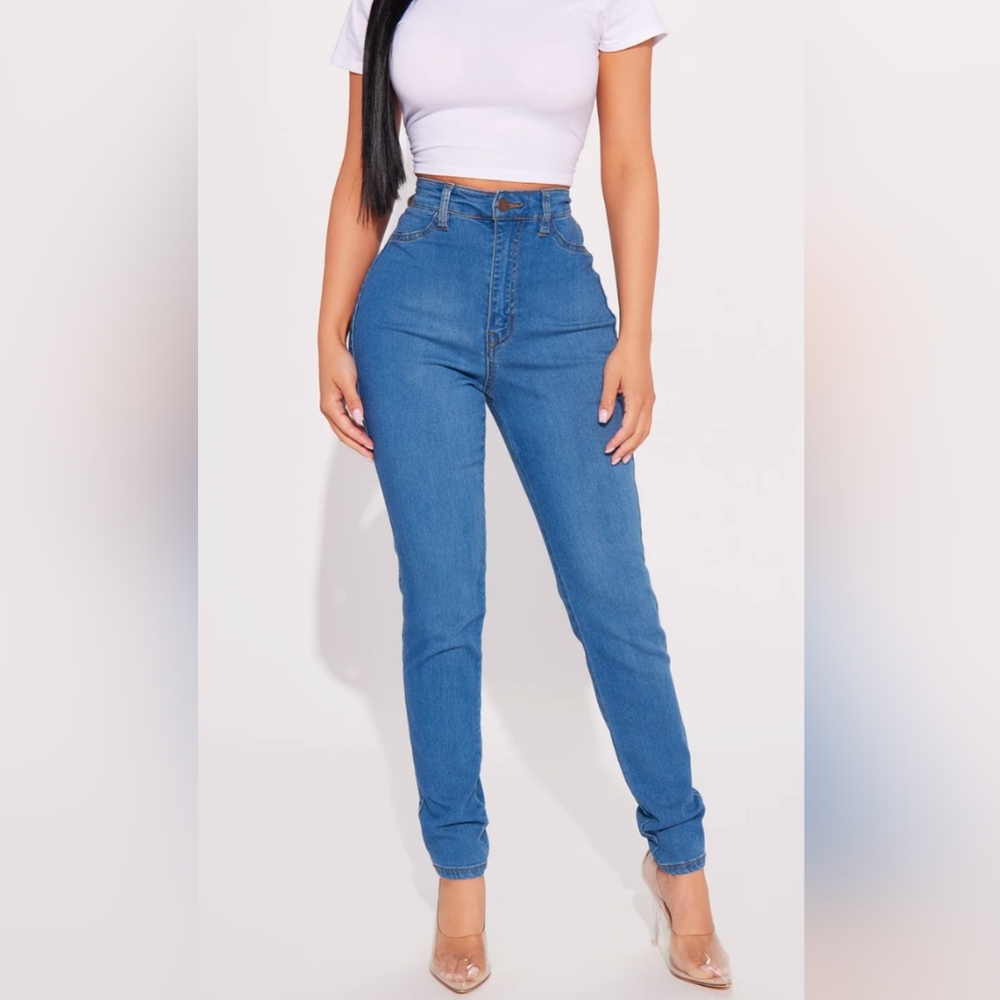 Fashion Nova Classic High Waist Skinny Jeans - Medium Blue Wash Size 1